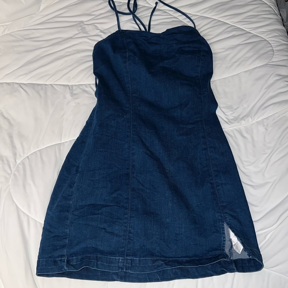 Elegant Blue Denim Dress